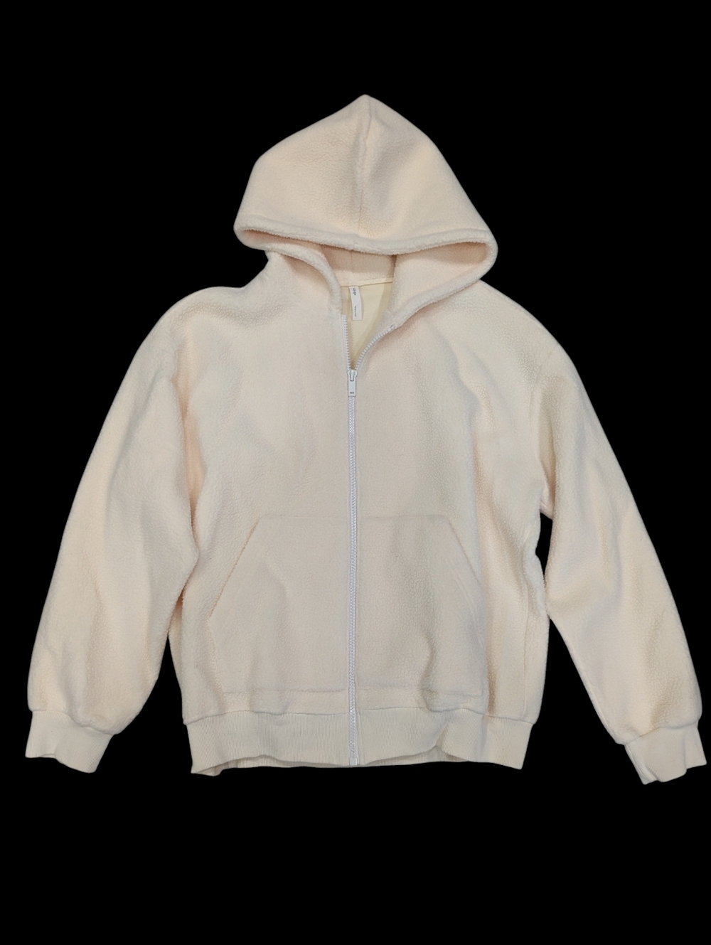 NAP Loungewear Sz M Cream Butter Thick Sherpa Hoodie Full Zip Sweatshirt Pockets